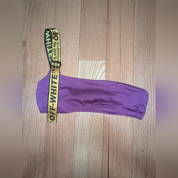 4S. NWOT OFF-WHITE LOGO BAND ASYMMETRIC BIKINI TOP ONLY SIZE IT 36/ US 0 - Picture 2 of 5